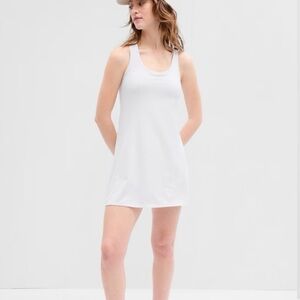 GapFit Brushed Jersey Athletic Mini Dress White Activewear Workout Sporty Tennis